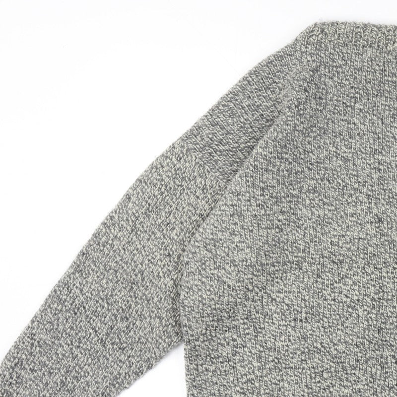 Mens Grey Vintage Grandad Cable Knit Crew Neck Long Sleeve Pullover Jumper