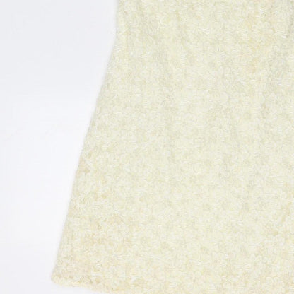Karen Millen Women Vintage Ivory UK 12 Beaded Lace A-Line Party Mini Dress