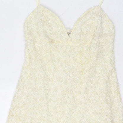 Karen Millen Women Vintage Ivory UK 12 Beaded Lace A-Line Party Mini Dress