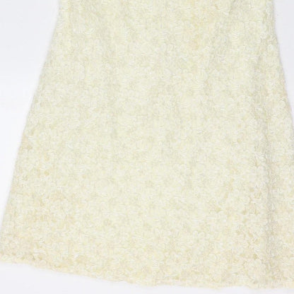 Karen Millen Women Vintage Ivory UK 12 Beaded Lace A-Line Party Mini Dress