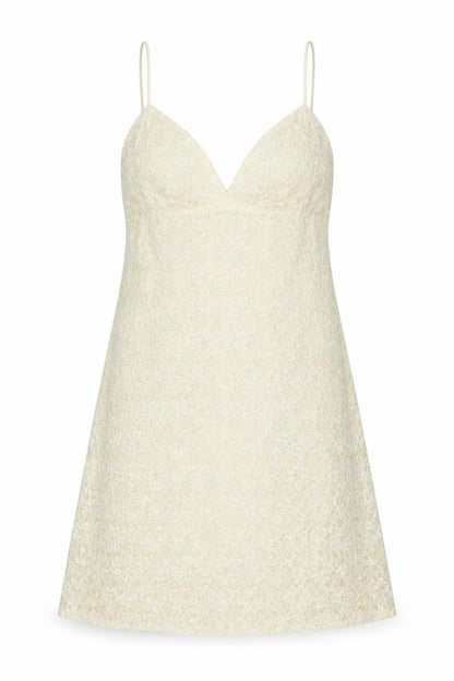 Karen Millen Women Vintage Ivory UK 12 Beaded Lace A-Line Party Mini Dress