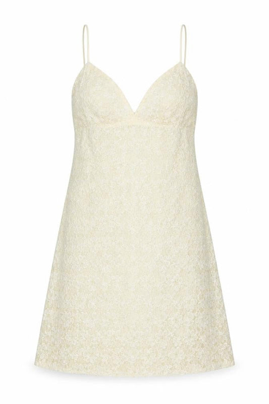 Karen Millen Women Vintage Ivory UK 12 Beaded Lace A-Line Party Mini Dress