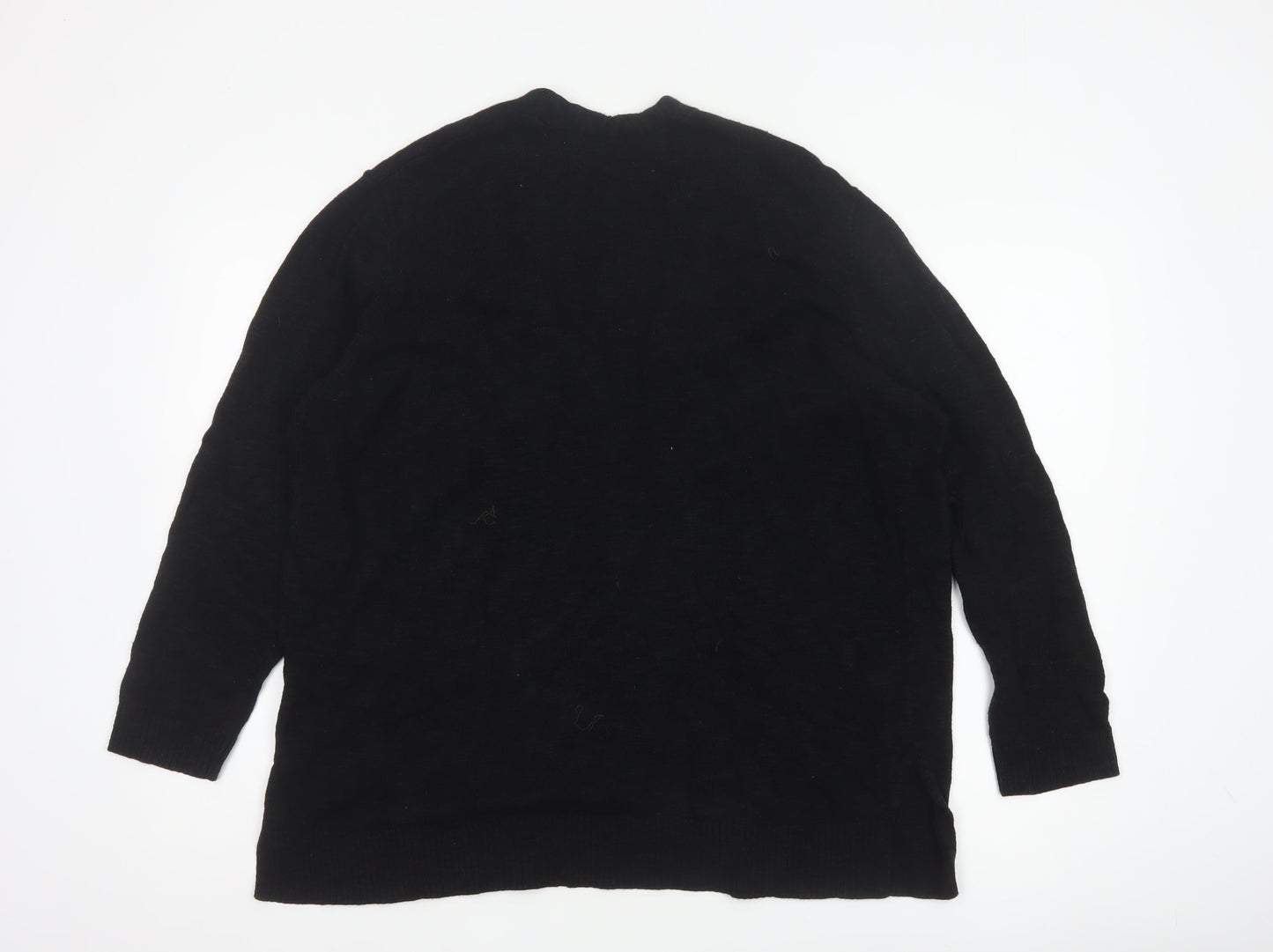 Gap Women’s Black Open Knit Cardigan 2XL Long Sleeve Cotton Blend