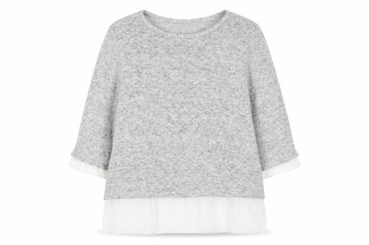 Wallis Women’s Grey UK 18 Layered Hem 3/4 Sleeve Knit Tunic Jumper