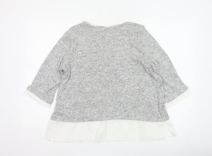 Wallis Women’s Grey UK 18 Layered Hem 3/4 Sleeve Knit Tunic Jumper