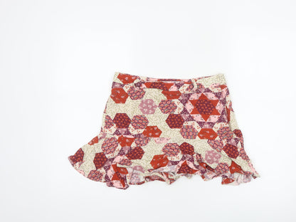 Stradivarius Women Multicoloured M Short Skater Ruffle Patchwork Skirt