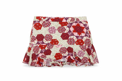 Stradivarius Women Multicoloured M Short Skater Ruffle Patchwork Skirt