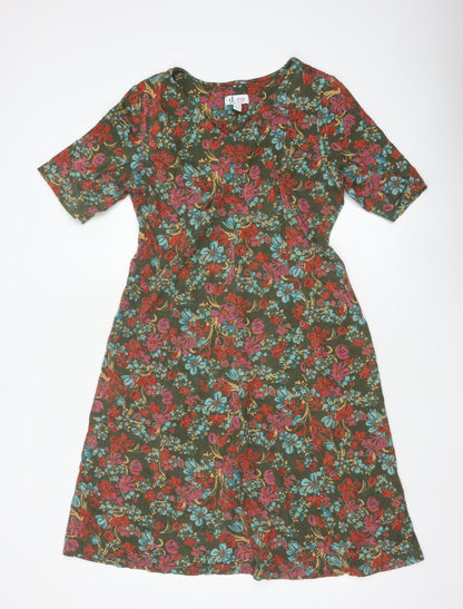 d&co. Women’s Multicoloured Floral Fit & Flare Dress UK L