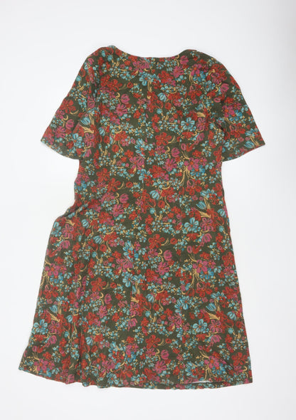 d&co. Women’s Multicoloured Floral Fit & Flare Dress UK L