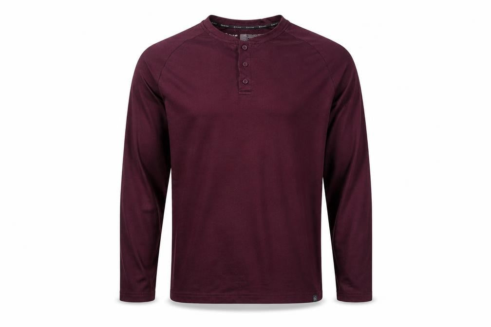 Gaiam Men Purple L Long Sleeve Henley Button-Up Active Top