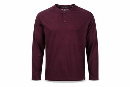 Gaiam Men Purple L Long Sleeve Henley Button-Up Active Top