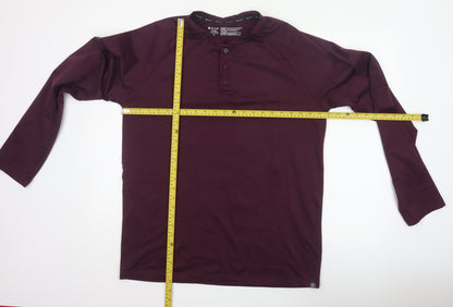 Gaiam Men Purple L Long Sleeve Henley Button-Up Active Top