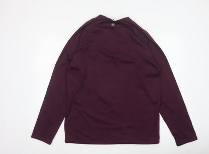 Gaiam Men Purple L Long Sleeve Henley Button-Up Active Top