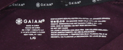 Gaiam Men Purple L Long Sleeve Henley Button-Up Active Top