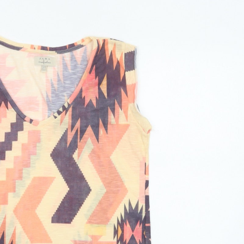 Zara Trafaluc Women’s Multicoloured Aztec V-Neck Tank Top UK 10 M