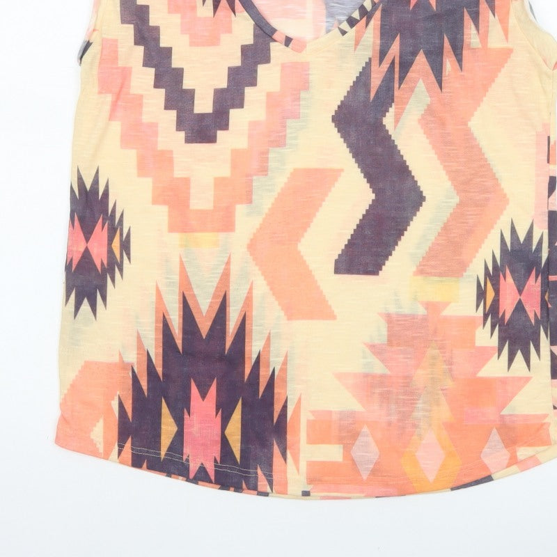 Zara Trafaluc Women’s Multicoloured Aztec V-Neck Tank Top UK 10 M