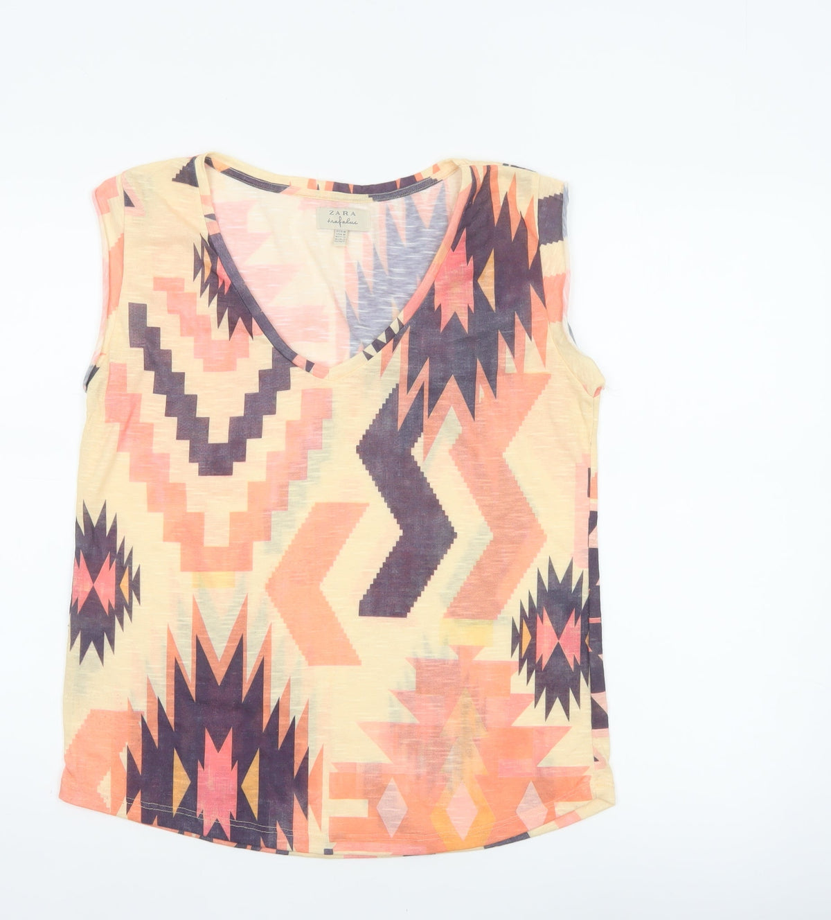 Zara Trafaluc Women’s Multicoloured Aztec V-Neck Tank Top UK 10 M