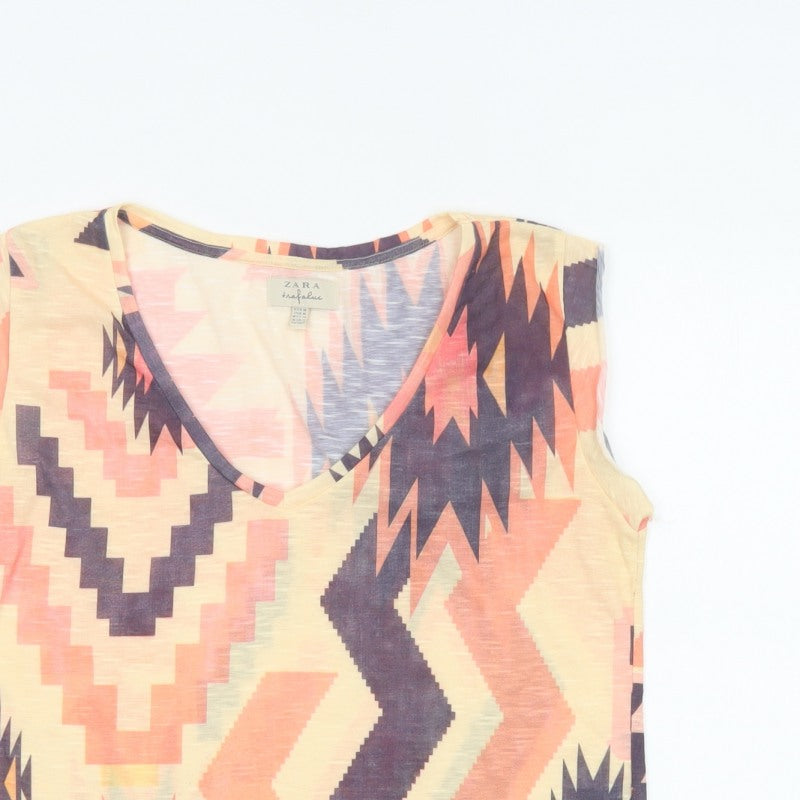 Zara Trafaluc Women’s Multicoloured Aztec V-Neck Tank Top UK 10 M