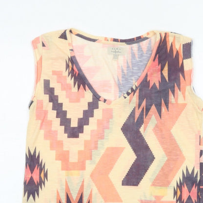 Zara Trafaluc Women’s Multicoloured Aztec V-Neck Tank Top UK 10 M