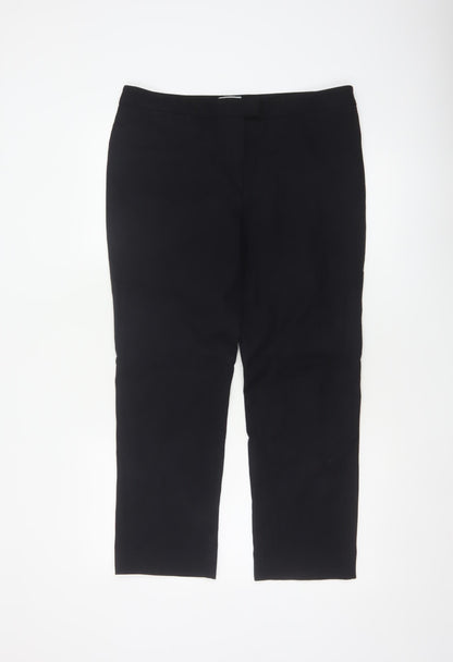 Jigsaw Women Black UK 14 Straight Tailored Work Trousers Pockets