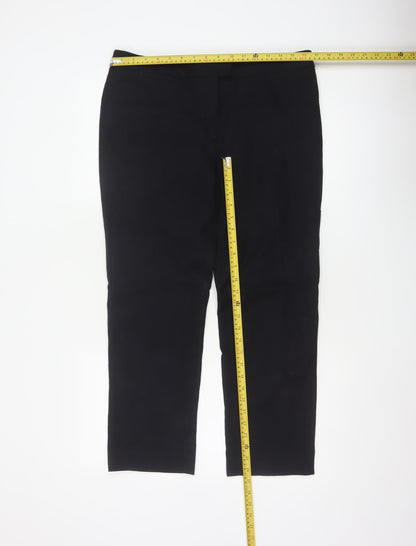 Jigsaw Women Black UK 14 Straight Tailored Work Trousers Pockets