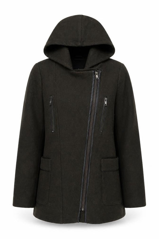 New Look Women’s Black Size 10 Hooded Zip Parka Coat