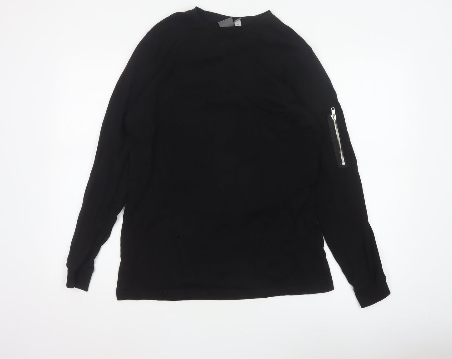 ASOS Men’s Black M Cotton Crew Neck Zip Sleeve Sweatshirt