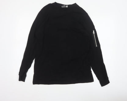 ASOS Men’s Black M Cotton Crew Neck Zip Sleeve Sweatshirt