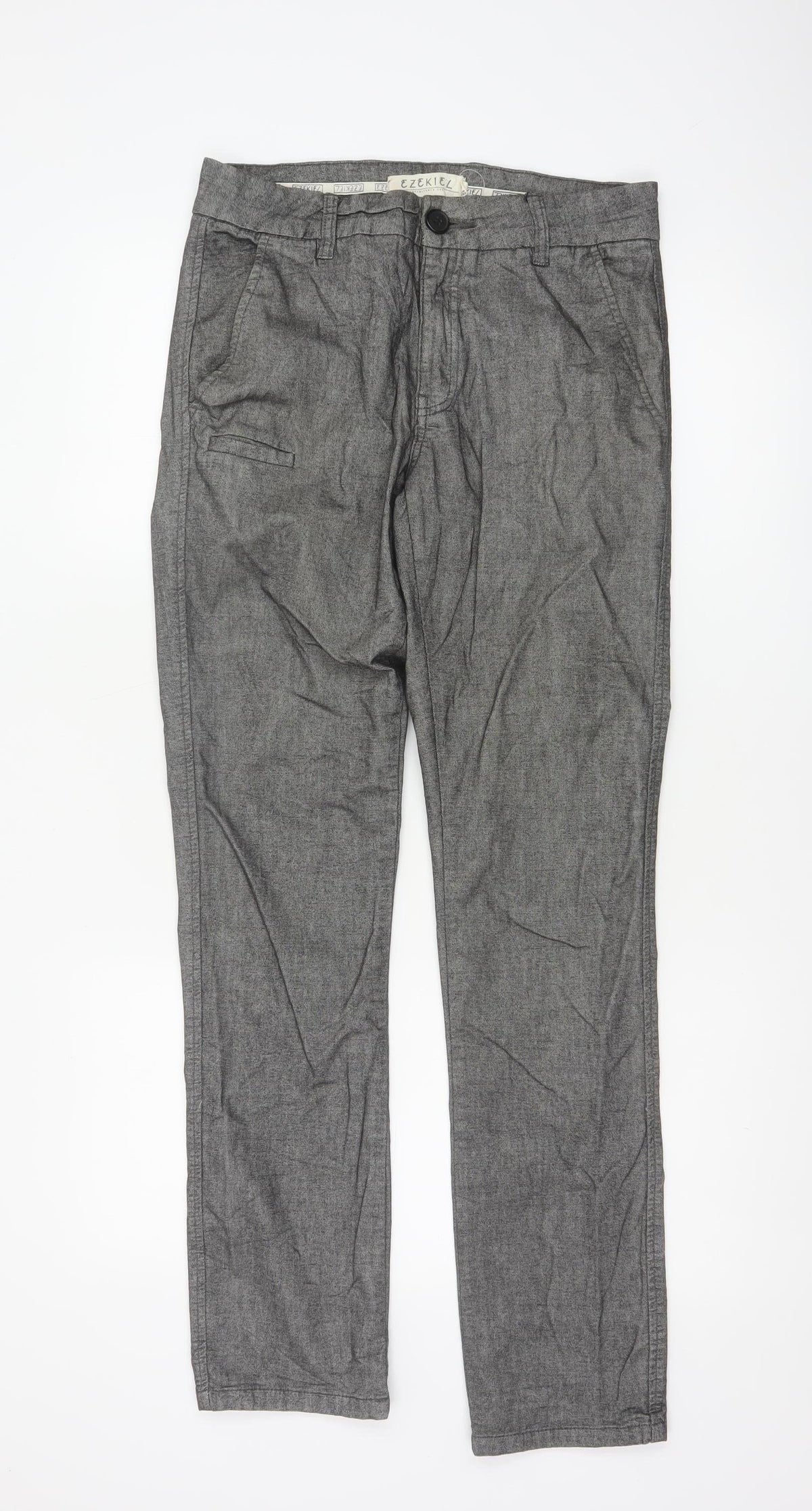 Ezekiel Men’s Grey 30 Slim Tapered Chino Trousers Stretch