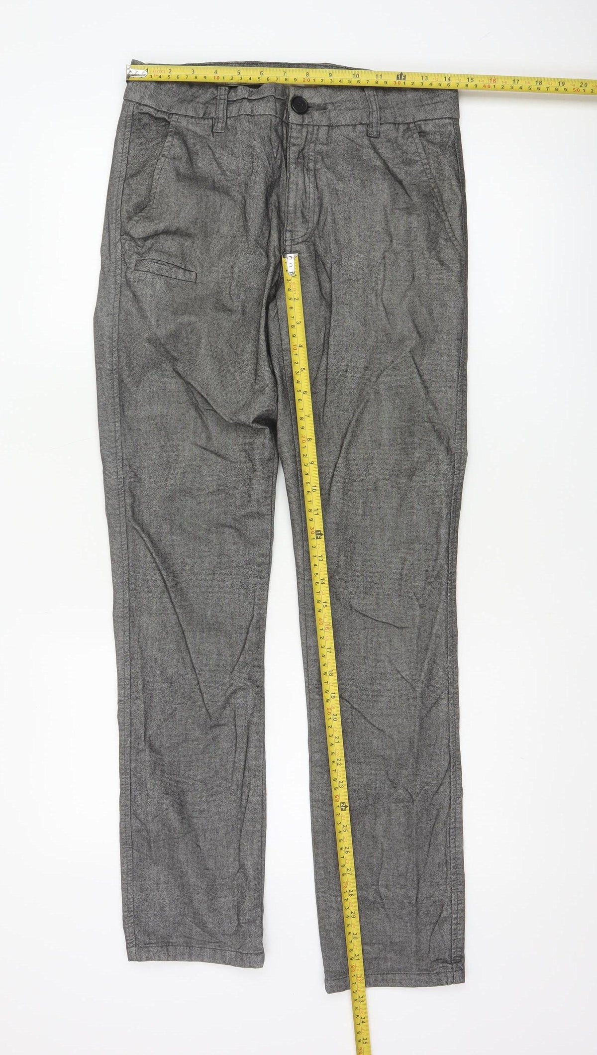 Ezekiel Men’s Grey 30 Slim Tapered Chino Trousers Stretch