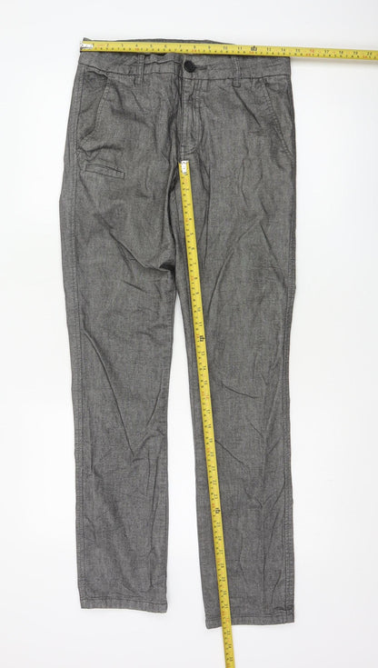Ezekiel Men’s Grey 30 Slim Tapered Chino Trousers Stretch