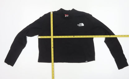 The North Face Women Black M Cropped Mock Neck Long Sleeve Top