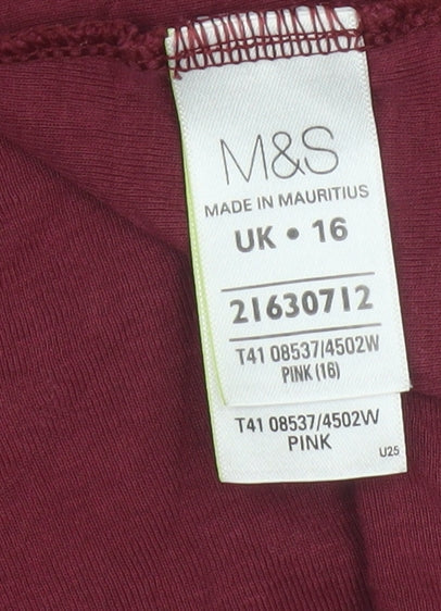 Marks & Spencer Women Red UK 16 Horse Print 3/4 Sleeve T-Shirt