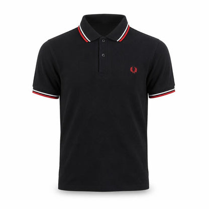 Fred Perry Men's Black S Cotton Piqué Polo Shirt Red Trim