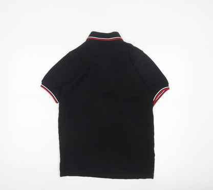 Fred Perry Men's Black S Cotton Piqué Polo Shirt Red Trim