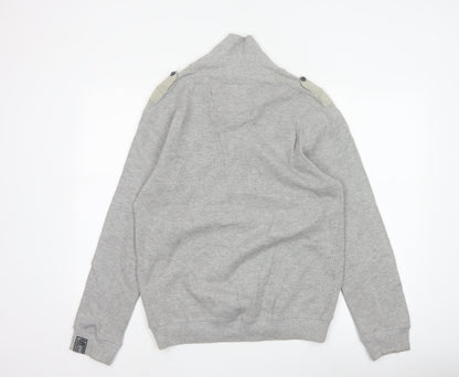 Dissident Men Grey M Military Style Henley Long Sleeve Cotton Top