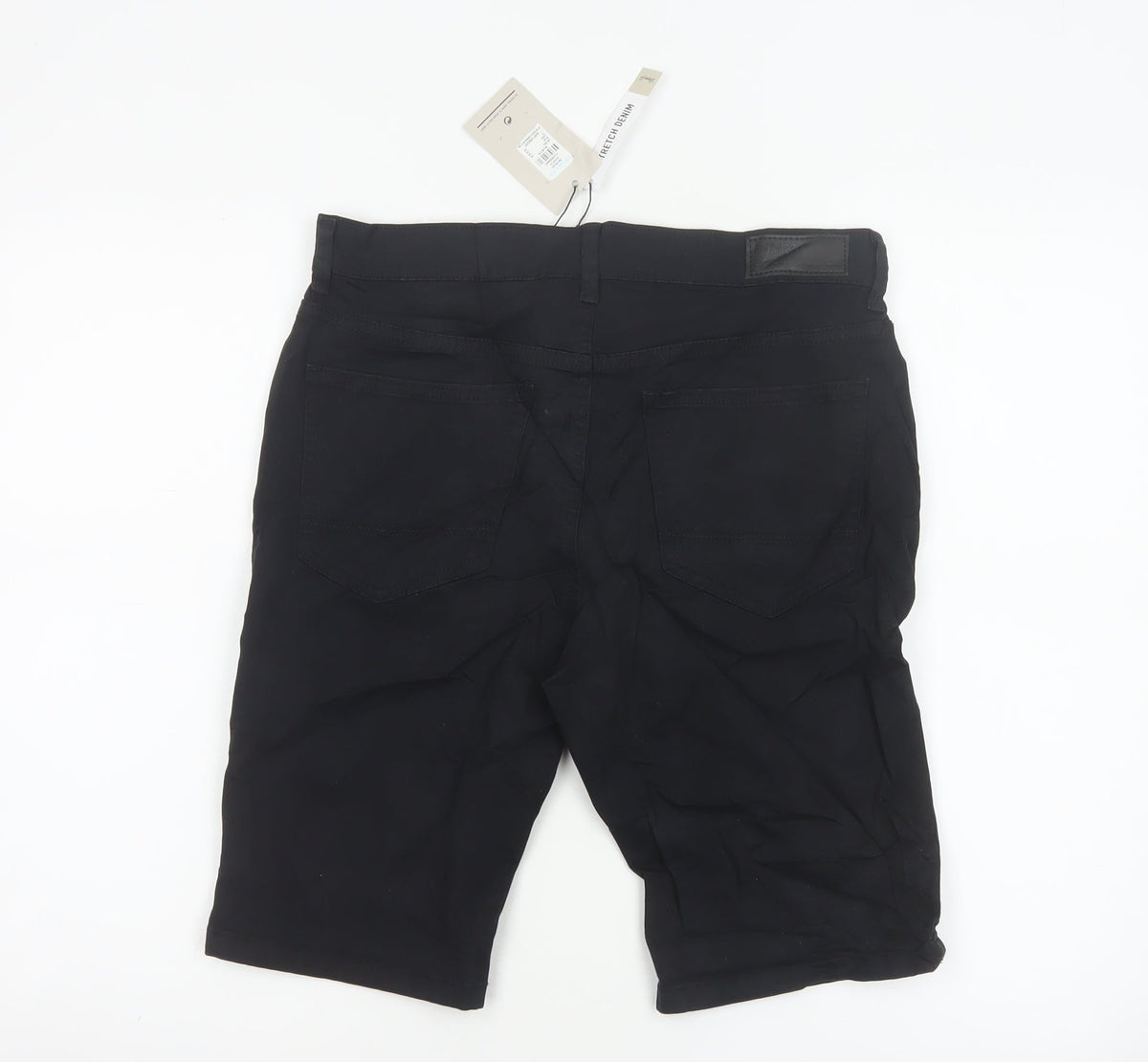 Back view of Denim Co. Men’s Black W30 Slim Stretch Denim 5-Pocket Shorts