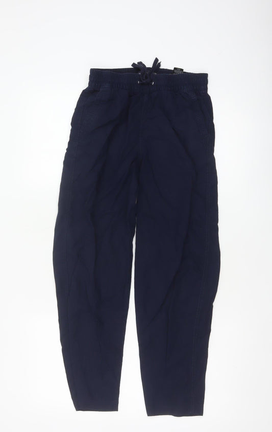 Marks and Spencer Women’s Navy Blue UK 6 Short Linen Cargo Trousers