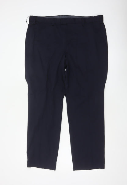 Marks & Spencer Men Blue 38in Wool Blend Dress Trousers 29in Leg