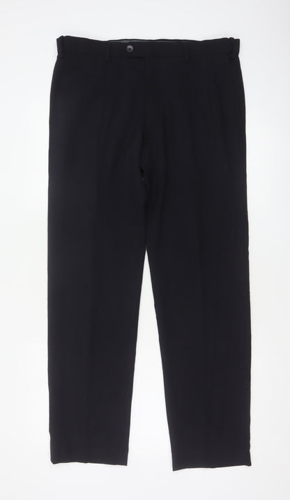 Marks & Spencer Men's Navy 34/31 Slim Fit Dress Trousers