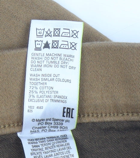 Brand and care label for Marks & Spencer Men Brown UK 18 Long Skinny Stretch Jeggings Trousers