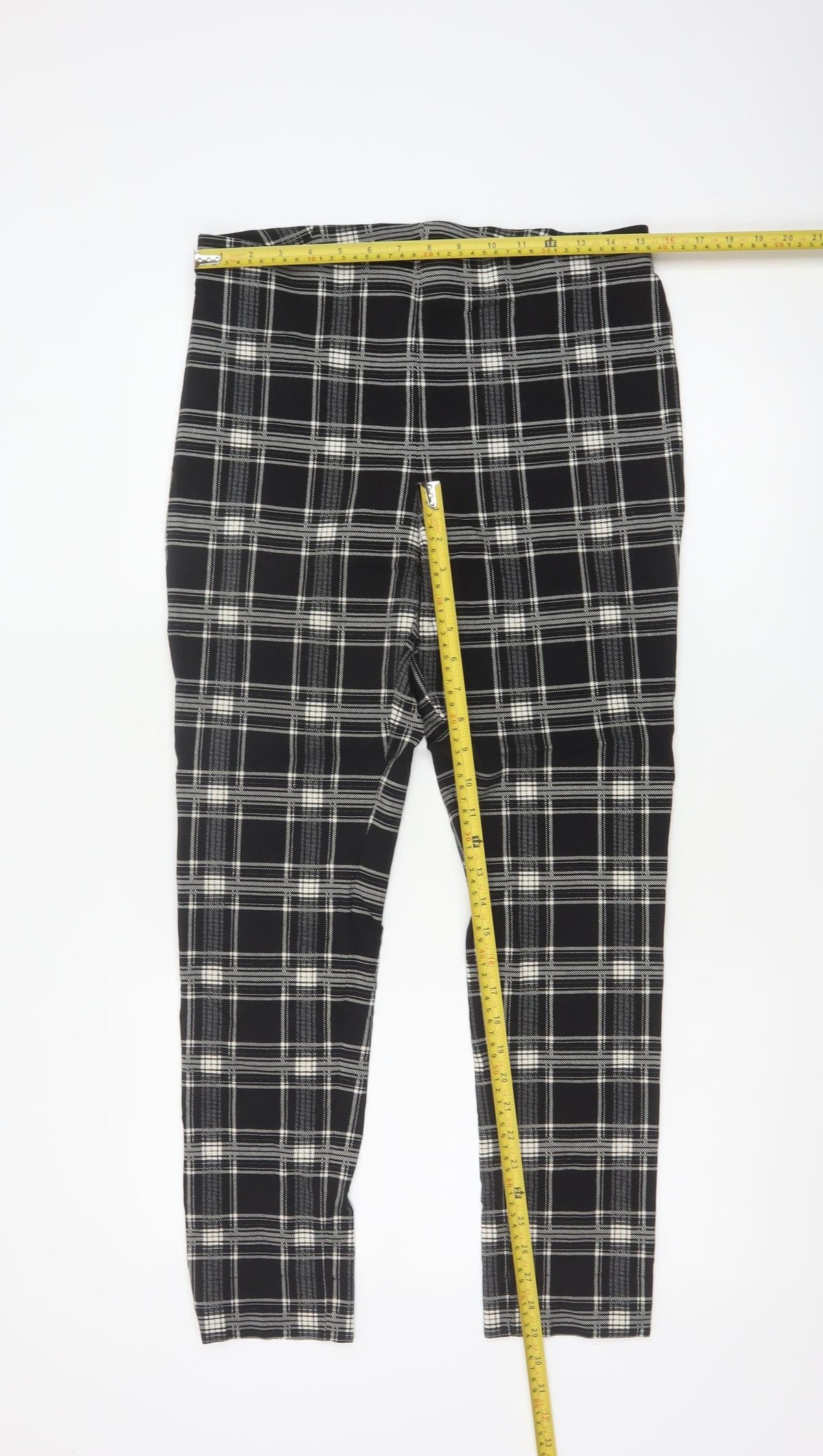 Roman Women Black White Check Stretch Leggings UK 16