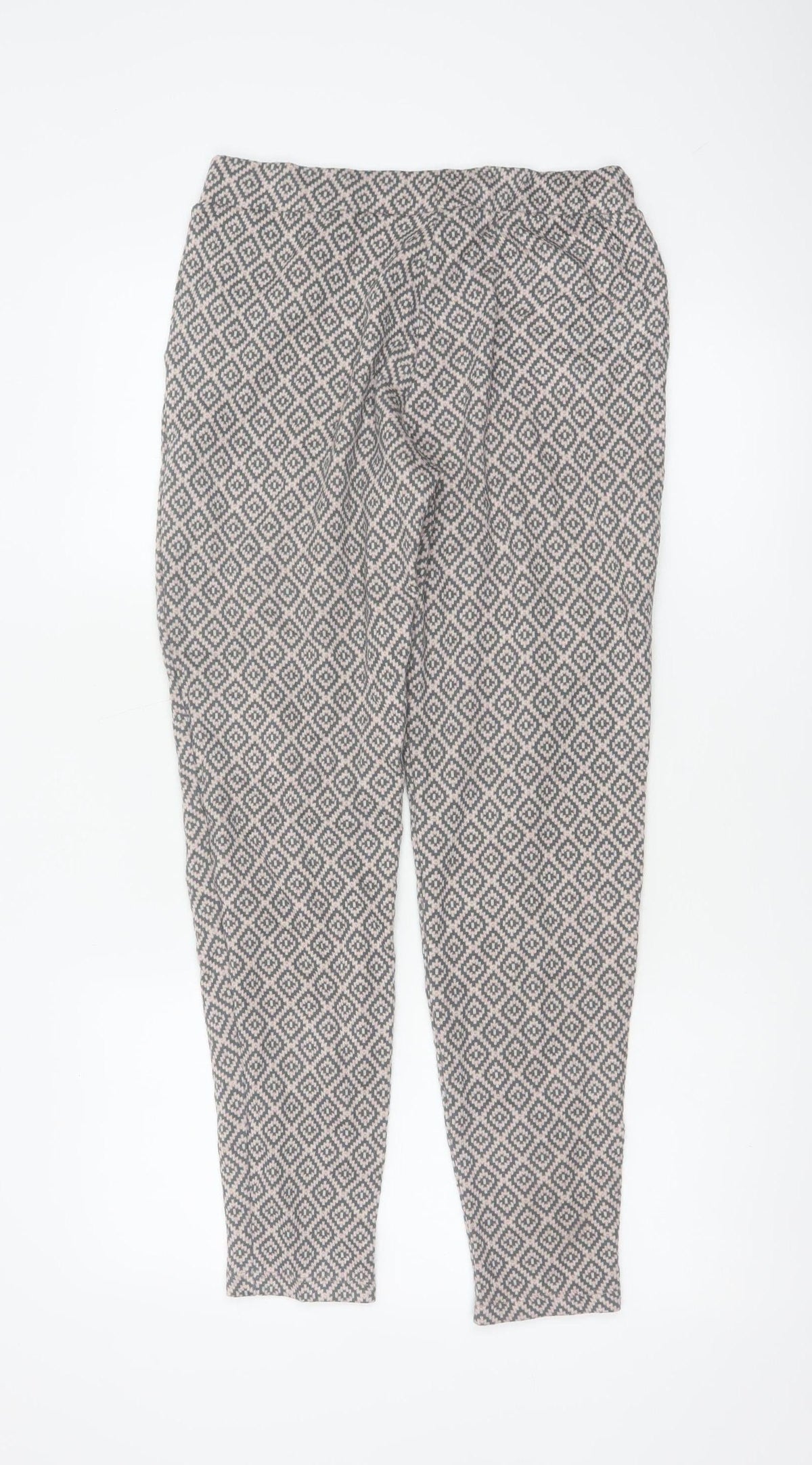 Next Women Grey Pink Geometric Tapered Trousers UK 8