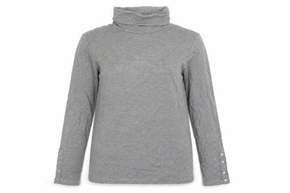 Windsmoor Women Grey Stripe Roll Neck Stretch Jersey Blouse M