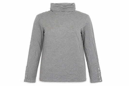 Windsmoor Women Grey Stripe Roll Neck Stretch Jersey Blouse M