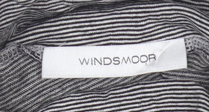 Windsmoor Women Grey Stripe Roll Neck Stretch Jersey Blouse M