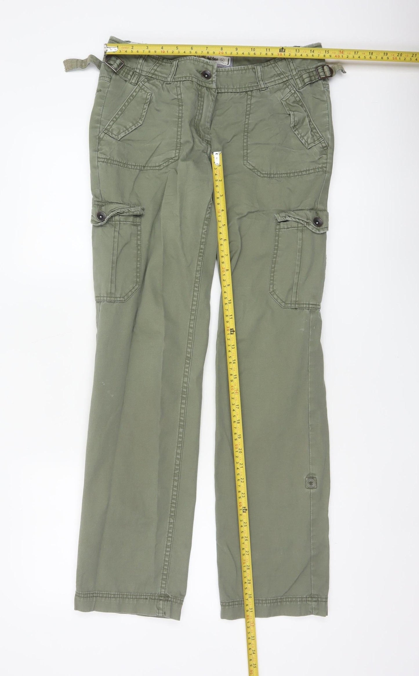 Fat Face Women Green UK 8 Cargo Straight Leg Cotton Trousers