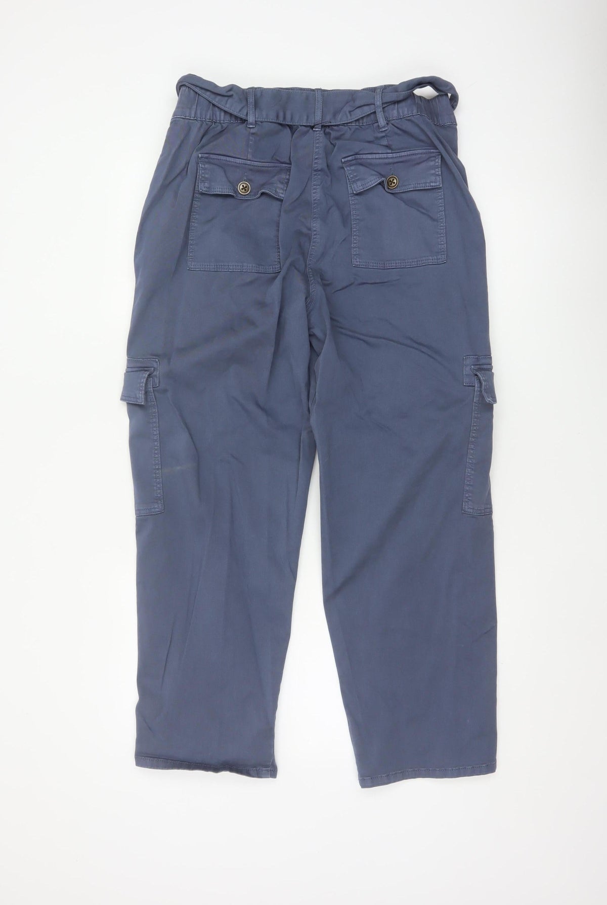 Marks and Spencer Women Blue UK 14 Short Cargo Belted Trousers
