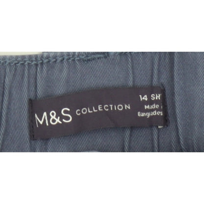 Marks and Spencer Women Blue UK 14 Short Cargo Belted Trousers