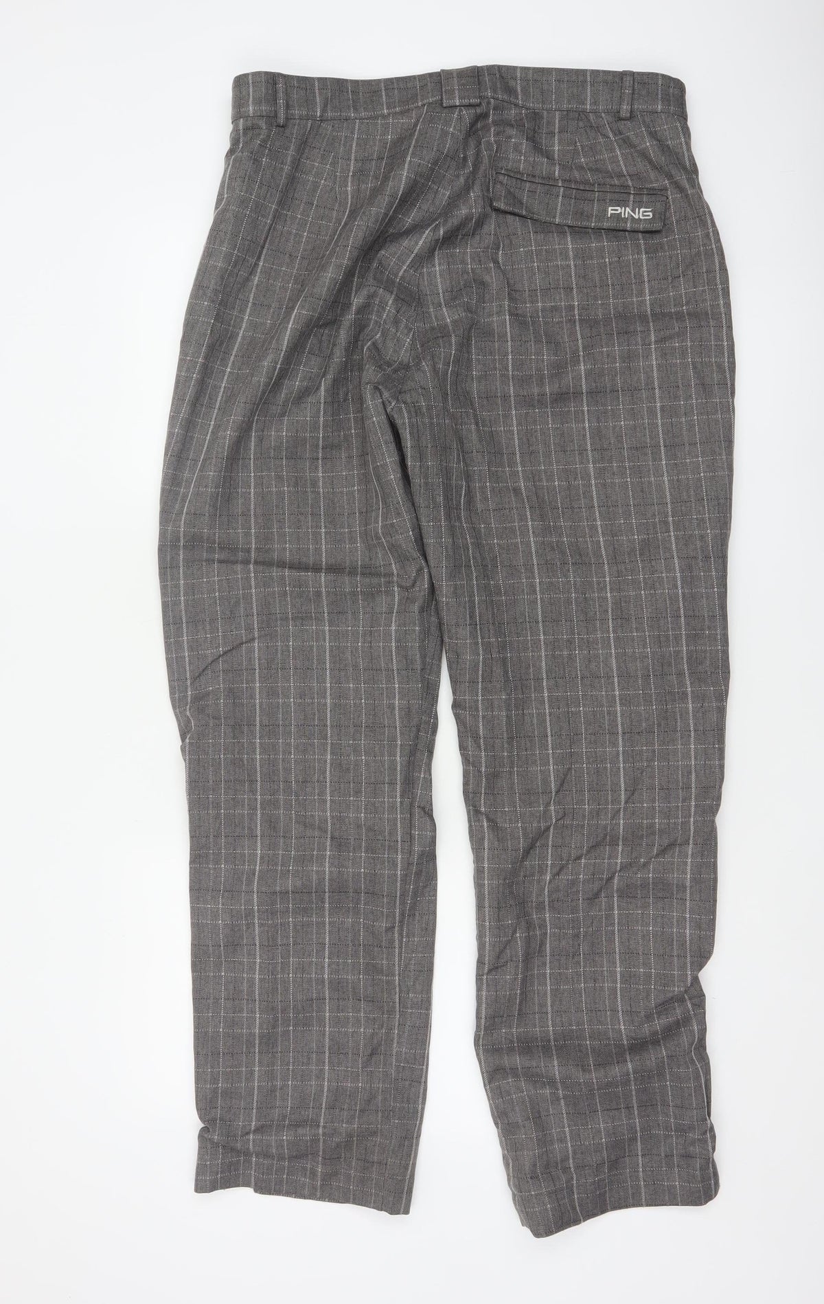 PING Collection Men's Grey Plaid W34 L31 Straight Golf Trousers